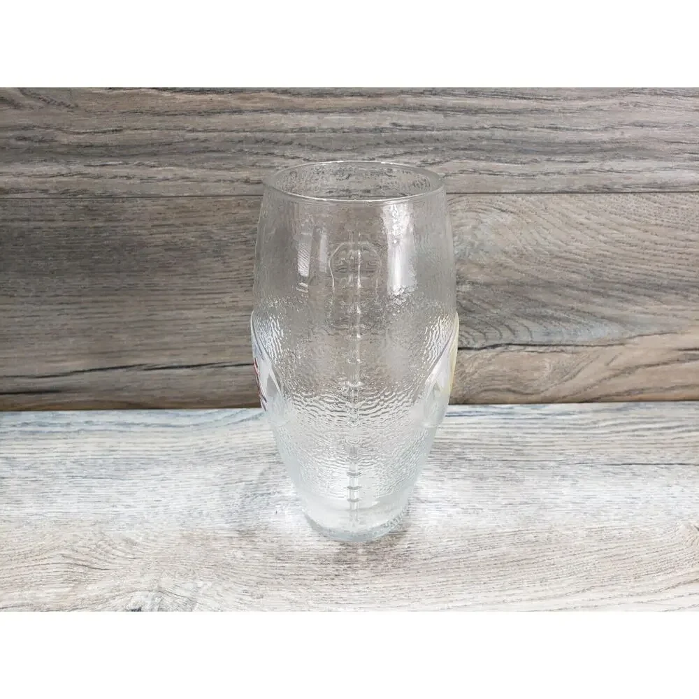 NFL Super Bowl XXXVI Miller Lite Logo Clear Drinking Glass Football Shaped